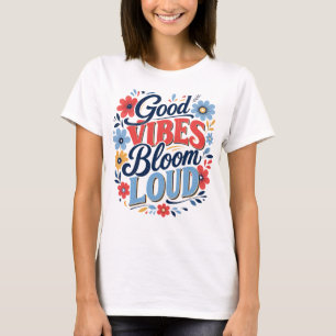 Gute Vibes Florales Retro-Grafik T-Shirt