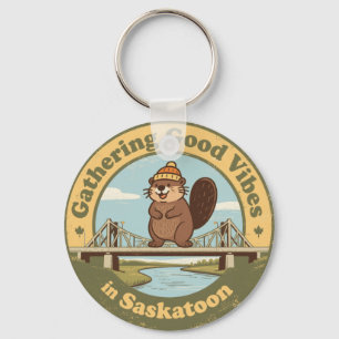 Gute Vibes in Saskatoon sammeln Lustiger Biber Schlüsselanhänger
