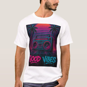 Gute Vibes Neon Synthwave Graffiti-Mural T-Shirt