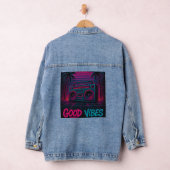 Gute Vibes Neon Synthwave Graffiti-Wandbild Jeansjacke (Hangar)