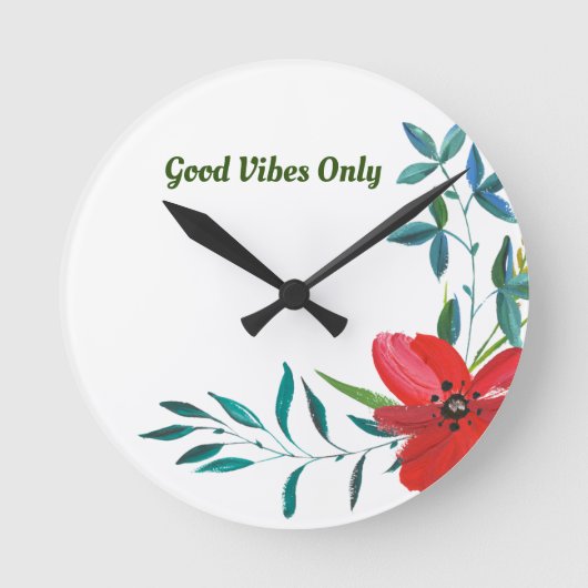 Gute Vibes nur Acrylic Runde Wanduhr (Vorderseite)
