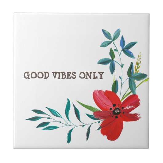 Gute Vibes nur Aquarell Fliese (Vorderseite)