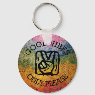 Gute Vibes nur bitte Frieden Regenbogen Schlüsselanhänger
