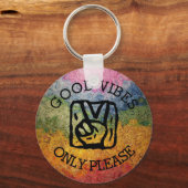 Gute Vibes nur bitte Frieden Regenbogen Schlüsselanhänger (Vorderseite)