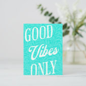 Gute Vibes nur blau und weiß Postkarte (Stehend Vorderseite)