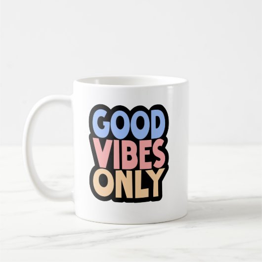 Gute Vibes nur Kaffee - positives Zitat weiß Kaffeetasse (Links)