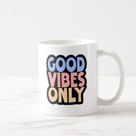 Gute Vibes nur Kaffee - positives Zitat weiß Kaffeetasse (Rechts)