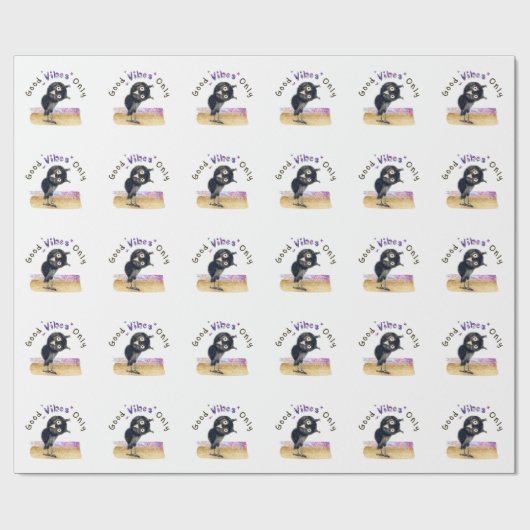 Gute Vibes nur mit neugierigen Eule Geschenkpapier (Flach)