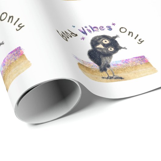 Gute Vibes nur mit neugierigen Eule Geschenkpapier (Rolleneckpunkt)