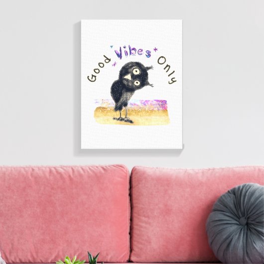Gute Vibes nur mit neugierigen Eule Leinwanddruck (Insitu (Wohnzimmer))