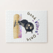 Gute Vibes nur mit neugierigen Eule Puzzle (Horizontal)