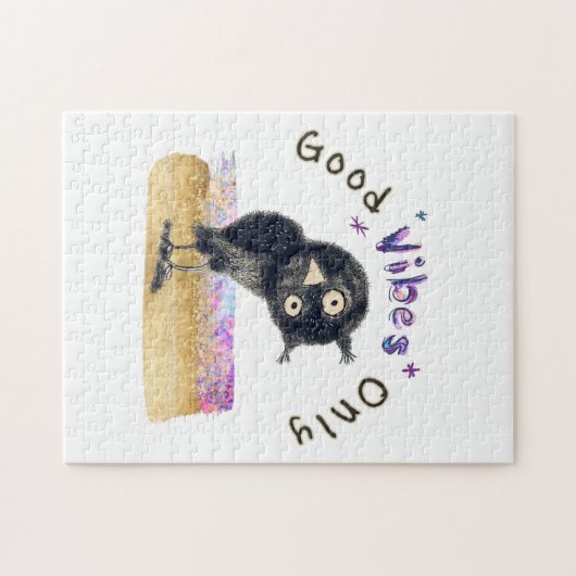 Gute Vibes nur mit neugierigen Eule Puzzle (Horizontal)