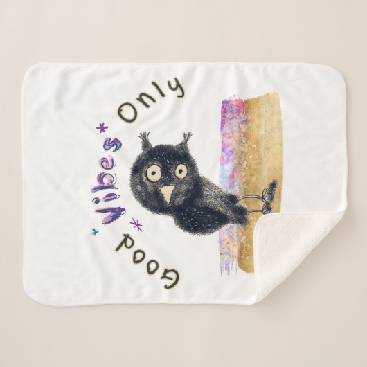 Gute Vibes nur mit neugierigen Eule Sherpadecke (Vorderseite (Horizontal))