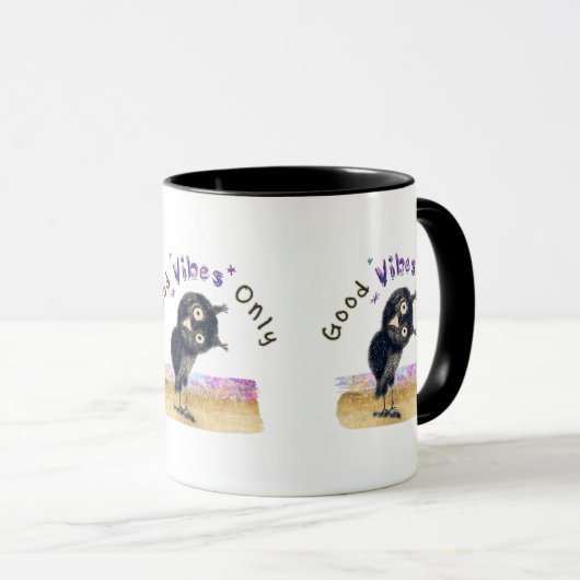 Gute Vibes nur mit neugierigen Eule Tasse (VorderseiteRechts)