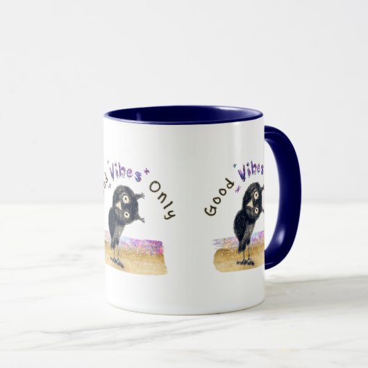 Gute Vibes nur mit neugierigen Eule Tasse (VorderseiteRechts)