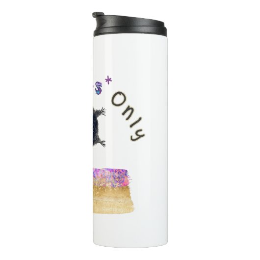 Gute Vibes nur mit neugierigen Eule Thermosbecher (Nach rechts gedreht)