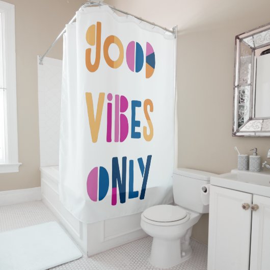 Gute Vibes nur Motivierend farbenfroh modern Duschvorhang (Beispiel)
