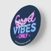 Gute Vibes nur Neon Sign Fun Trendy Custom Runde Wanduhr (Winkel)