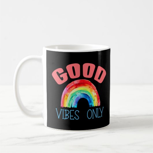Gute Vibes nur Niedlicher Regenbogen Kaffeetasse (Links)