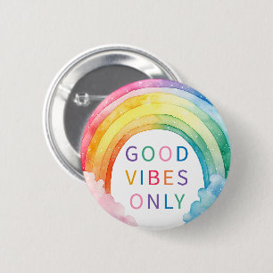 Gute Vibes nur Regenbogenfarben Button