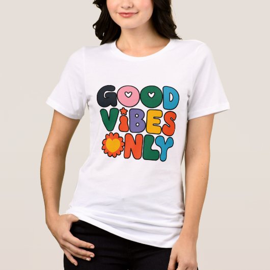 Gute Vibes nur spielerische Typografie Tri-Blend Shirt (Vorderseite)