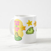 Gute Vibes oder Abschied Frösche Kaffeetasse (Vorderseite Links)
