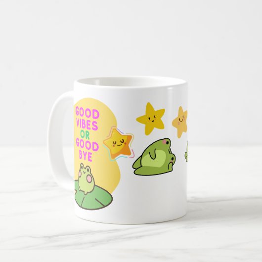 Gute Vibes oder Abschied Frösche Kaffeetasse (Vorderseite Links)
