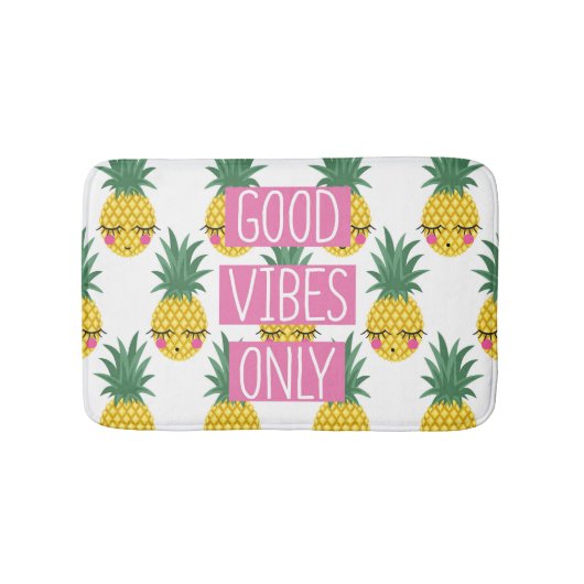 Gute Vibes Pineapples Sommermuster Badematte (Vorderseite)