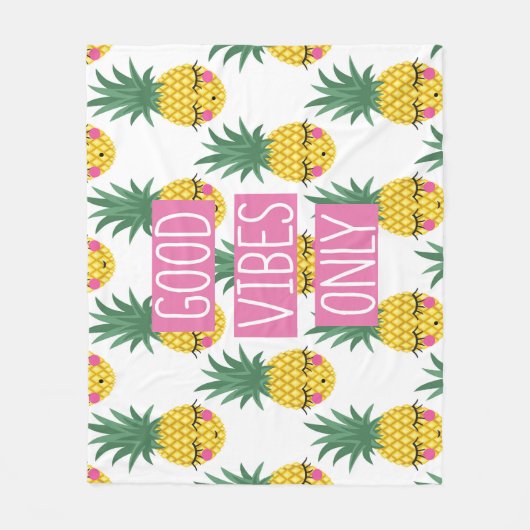 Gute Vibes Pineapples Sommermuster Fleecedecke (Vorderseite)
