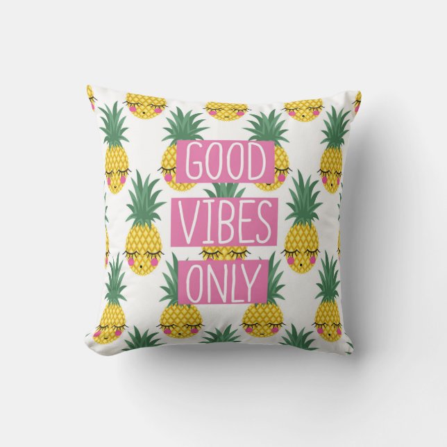 Gute Vibes Pineapples Sommermuster Kissen (Vorderseite)