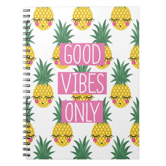 Gute Vibes Pineapples Sommermuster Notizblock (Vorderseite)
