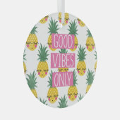 Gute Vibes Pineapples Sommermuster Ornament Aus Glas (Vorderseite Rechts)