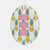 Gute Vibes Pineapples Sommermuster Ornament Aus Glas (Vorderseite links)