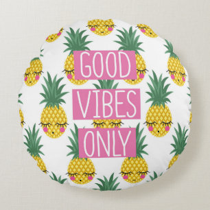 Gute Vibes Pineapples Sommermuster Rundes Kissen