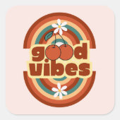 Gute Vibes Quadratischer Aufkleber (Vorderseite)