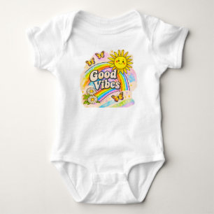 Gute Vibes Regenbogen Sonne – Süße Pastell Positiv Baby Strampler