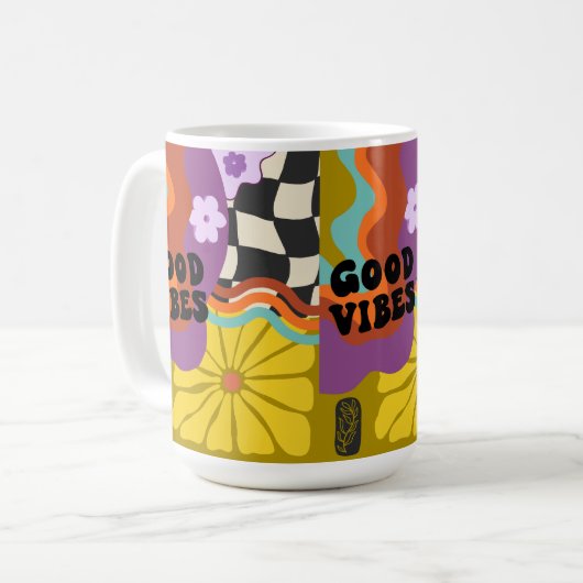 Gute Vibes - Retro-Tage Kaffeetasse (Vorderseite Links)