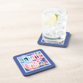 Gute Vibes rosa blaue Aquarellfarbe - Blütenblüte Getränkeuntersetzer (Rechte Seite)