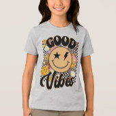 Gute Vibes Smiley Gesicht Tri-Blend Shirt (Vorderseite)