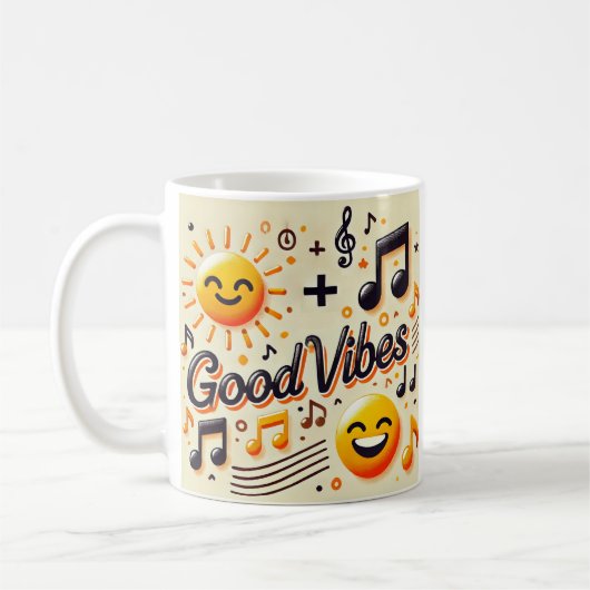 ☀️ + 🎶 = GUTE VIBES-Tasse Kaffeetasse (Links)