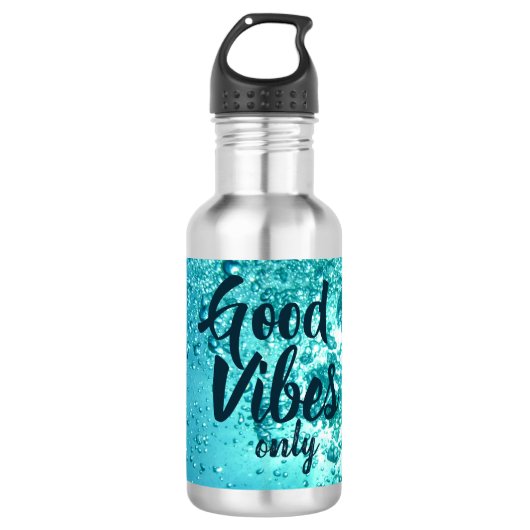 Gute Vibes und Cooles blaues Wasser Edelstahlflasche (Vorderseite)