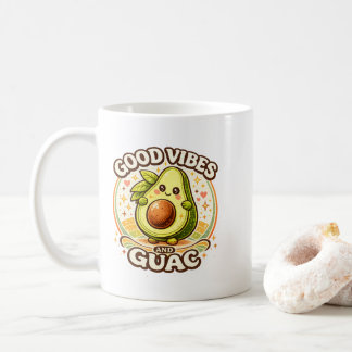 Gute Vibes und Guac Süße Retro-Avocado-Ästhetik Kaffeetasse