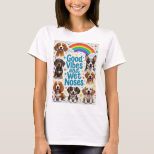Gute Vibes und nasse Nasen Spielende Doodles T-Shirt