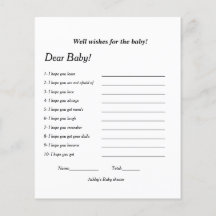 Gute Wünsche für das Baby Duschspiel