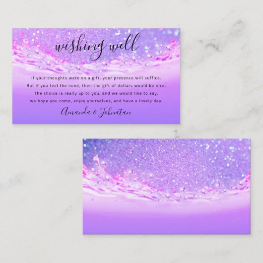 Gute Wünsche für das Hochzeitsgeld Lila Visitenkarte (Vorne/Hinten)