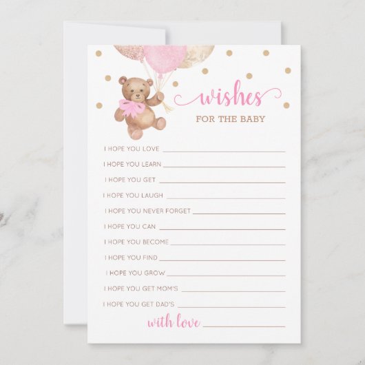 Gute Wünsche für den Baby Shower Teddy Bär Einladung (Vorderseite)