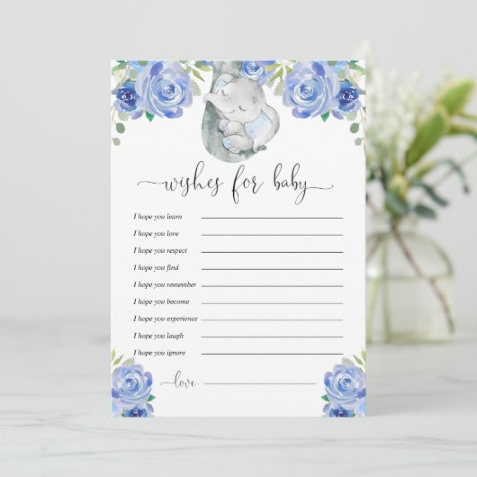 Gute Wünsche für den kleinen blühenden Elefanten Einladung (Stehend Vorderseite)