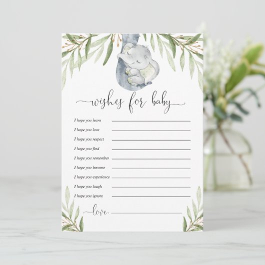 Gute Wünsche für eine geschlechtsneutrale Elefante Einladung (Stehend Vorderseite)