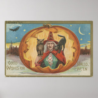 Gute Wünsche für Halloween Vintage Nostalgie Poster