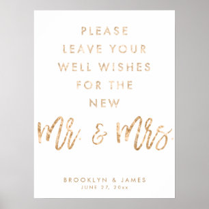 Gute Wünsche Hochzeiten signieren Gold und Weiß Poster